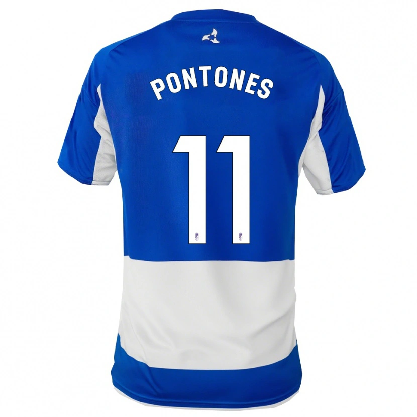 Danxen Niño Camiseta Juan Carlos Pontones #11 Azul Blanco 2ª Equipación 2025/26 La Camisa