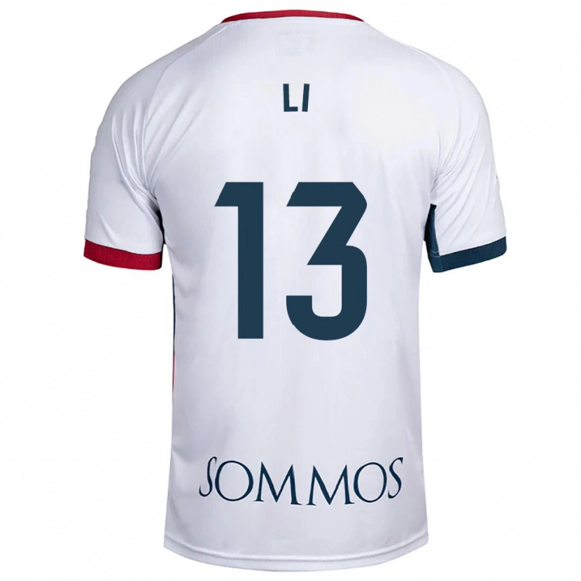 Danxen Niño Camiseta Changyi Li #13 Blanco Rojo 2ª Equipación 2025/26 La Camisa