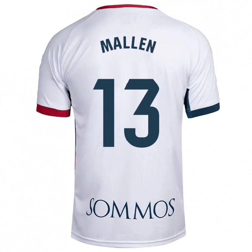 Danxen Niño Camiseta Lucía Mallén #13 Blanco Rojo 2ª Equipación 2025/26 La Camisa