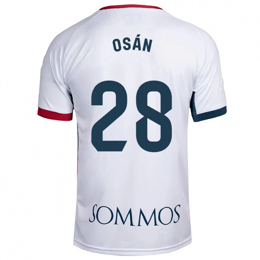 Danxen Niño Camiseta Pablo Osán #28 Blanco Rojo 2ª Equipación 2025/26 La Camisa