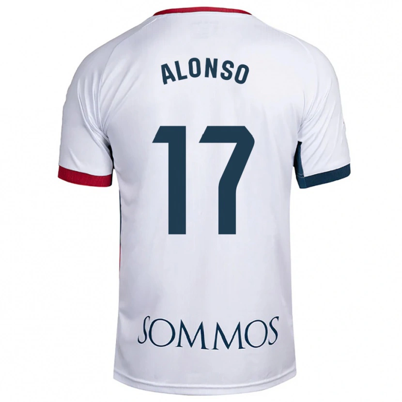 Danxen Niño Camiseta Julio Alonso #17 Blanco Rojo 2ª Equipación 2025/26 La Camisa