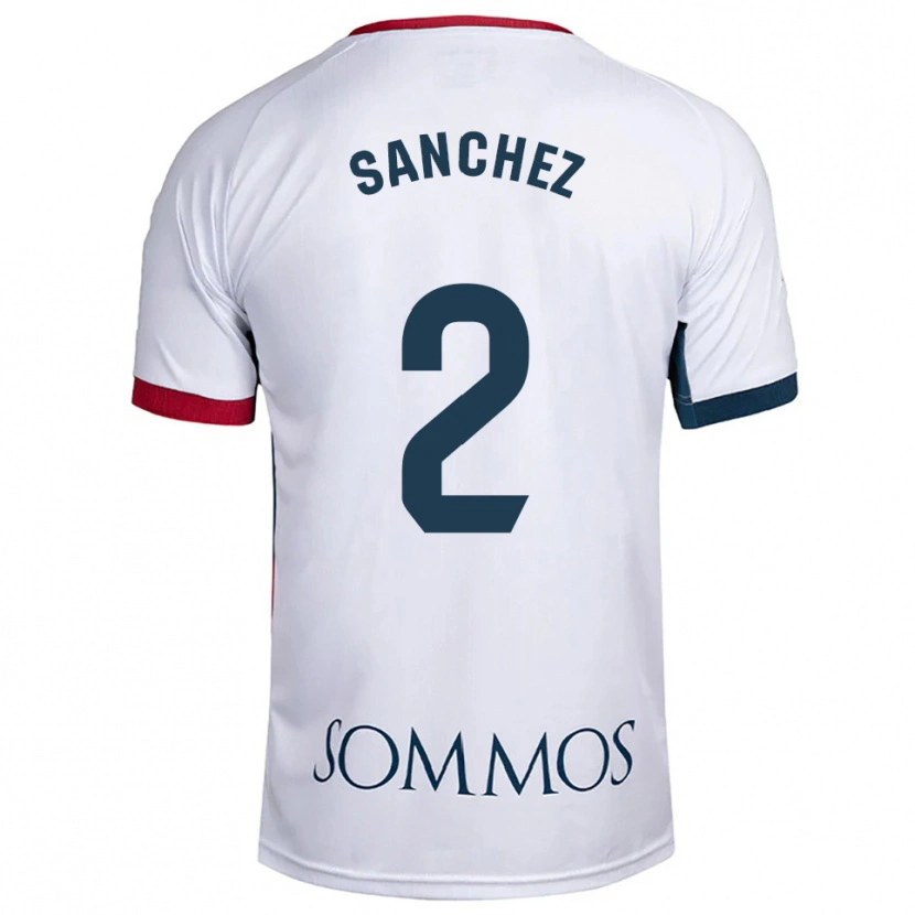 Danxen Niño Camiseta Paz Sánchez #2 Blanco Rojo 2ª Equipación 2025/26 La Camisa
