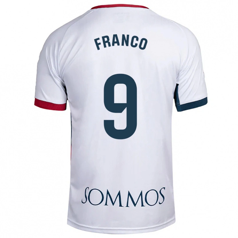 Danxen Niño Camiseta Santi Franco #9 Blanco Rojo 2ª Equipación 2025/26 La Camisa