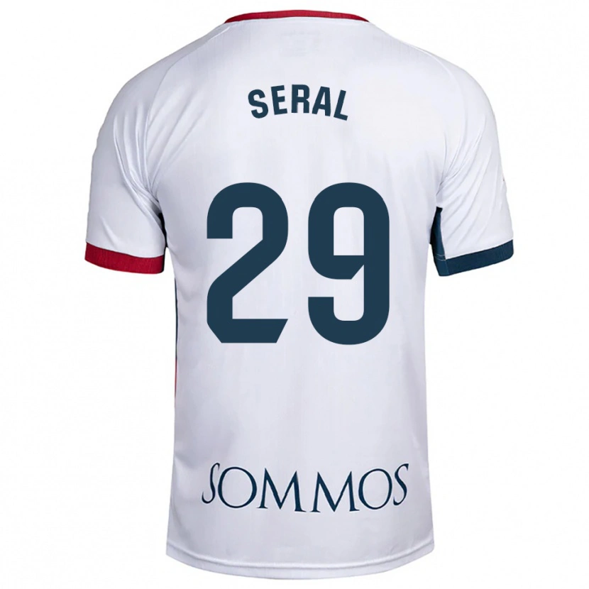 Danxen Niño Camiseta Abel Seral #29 Blanco Rojo 2ª Equipación 2025/26 La Camisa