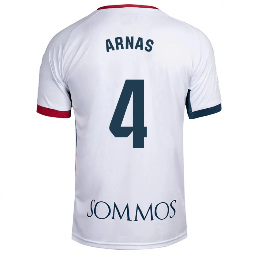 Danxen Niño Camiseta Iris Arnas #4 Blanco Rojo 2ª Equipación 2025/26 La Camisa