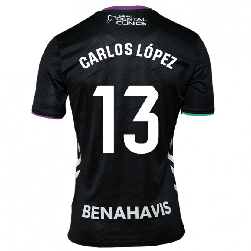 Danxen Niño Camiseta Carlos López #13 Negro Morado Verde 2ª Equipación 2025/26 La Camisa