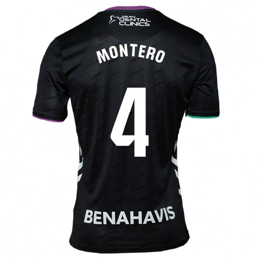 Danxen Niño Camiseta Javi Montero #4 Negro Morado Verde 2ª Equipación 2025/26 La Camisa