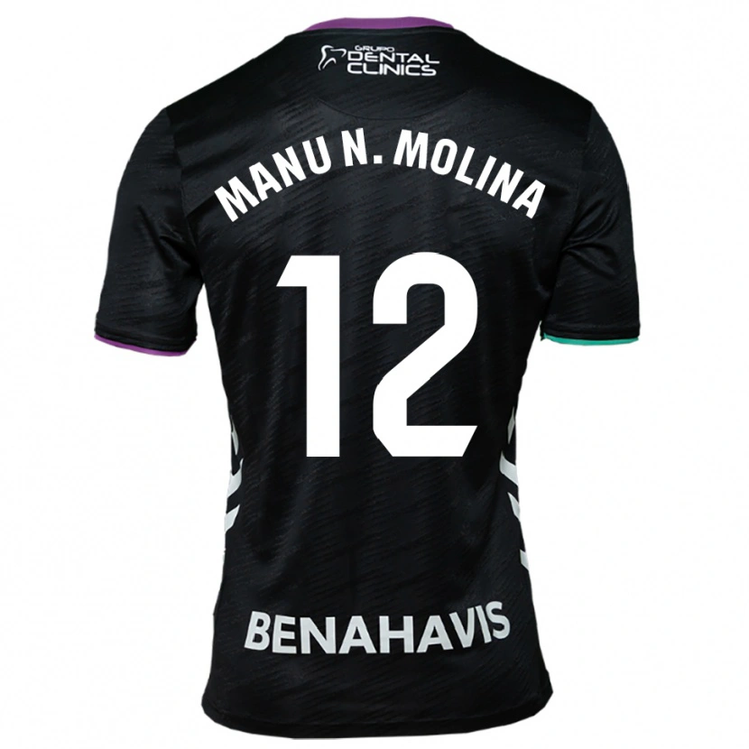 Danxen Niño Camiseta Manu Molina #12 Negro Morado Verde 2ª Equipación 2025/26 La Camisa