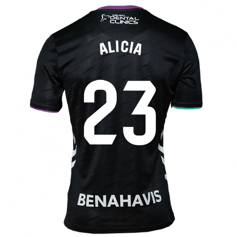 Danxen Niño Camiseta Alicia Martínez Quiles #23 Negro Morado Verde 2ª Equipación 2025/26 La Camisa