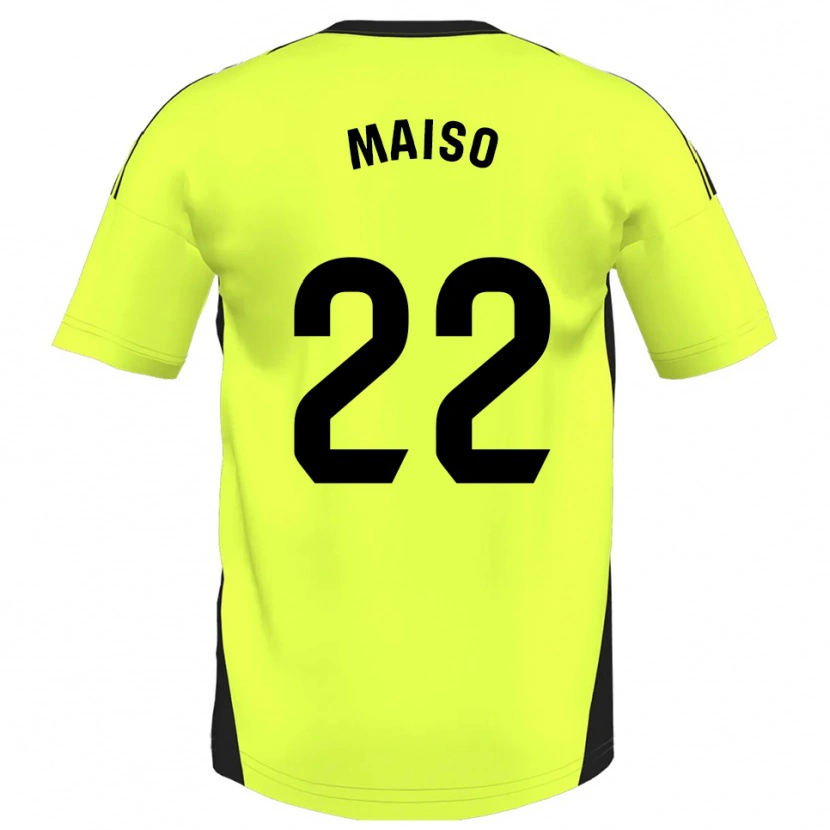 Danxen Niño Camiseta Álvaro Maiso #22 Amarillo Fluorescente 2ª Equipación 2025/26 La Camisa