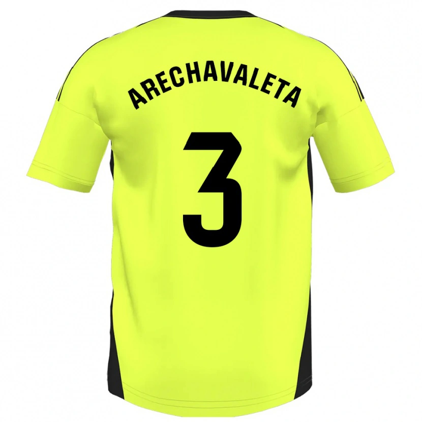 Danxen Niño Camiseta Jorge Arechavaleta #3 Amarillo Fluorescente 2ª Equipación 2025/26 La Camisa
