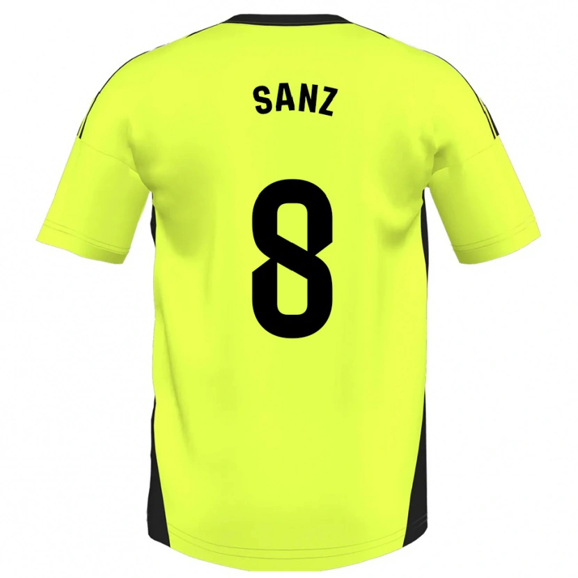 Danxen Niño Camiseta Álvaro Sanz #8 Amarillo Fluorescente 2ª Equipación 2025/26 La Camisa