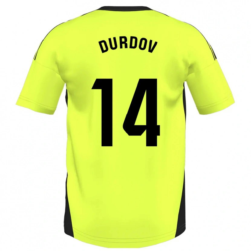 Danxen Niño Camiseta Ivan Durdov #14 Amarillo Fluorescente 2ª Equipación 2025/26 La Camisa