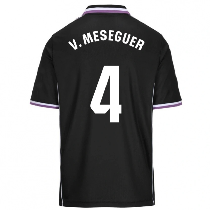 Danxen Niño Camiseta Víctor Meseguer #4 Morado Negro 2ª Equipación 2025/26 La Camisa