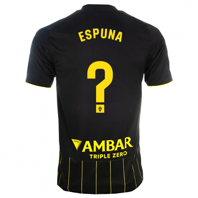 Danxen Niño Camiseta Nico Espuña #0 Negro Amarillo 2ª Equipación 2025/26 La Camisa