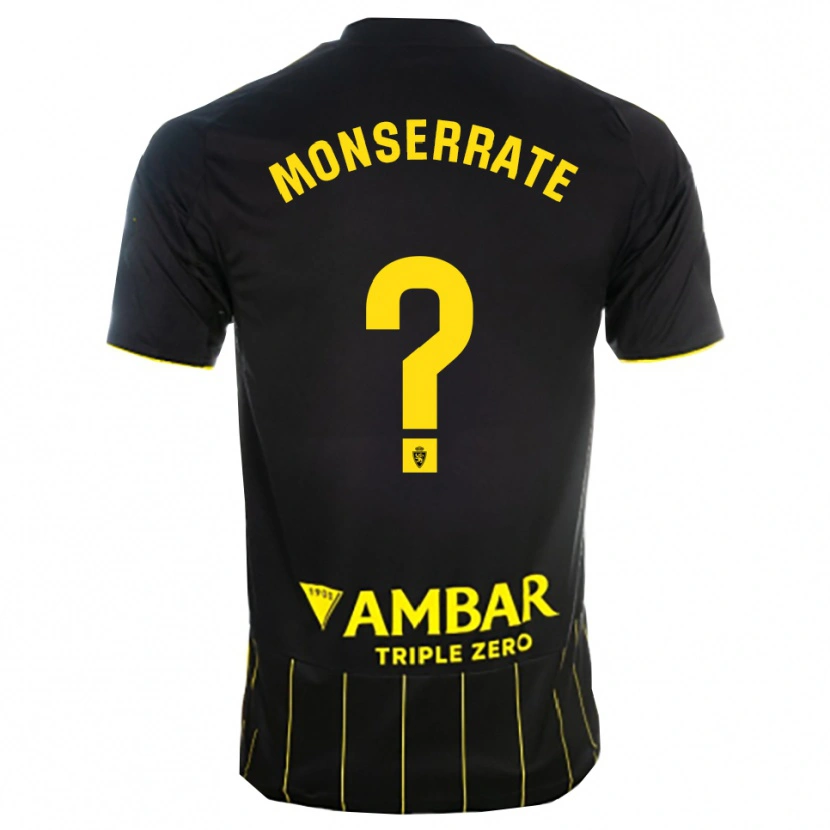 Danxen Niño Camiseta Jano Monserrate #0 Negro Amarillo 2ª Equipación 2025/26 La Camisa