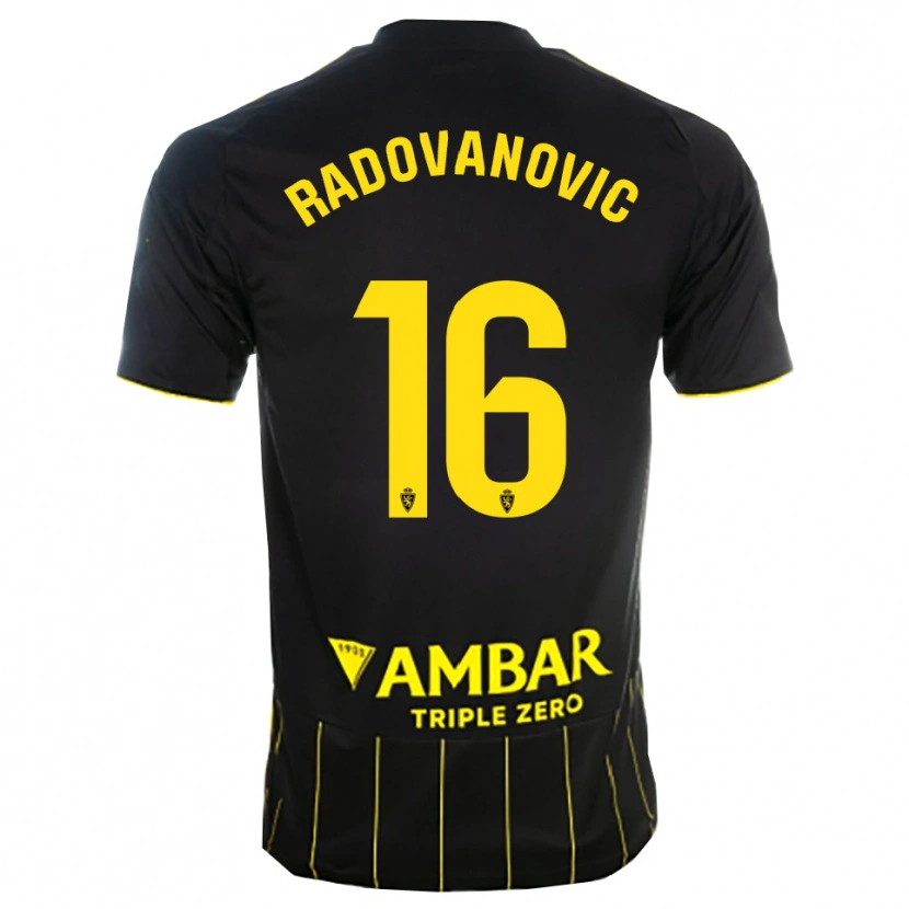 Danxen Niño Camiseta Aleksandar Radovanovic #16 Negro Amarillo 2ª Equipación 2025/26 La Camisa
