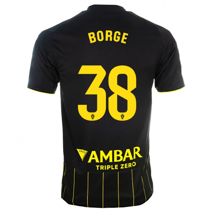 Danxen Niño Camiseta Andrés Borge #38 Negro Amarillo 2ª Equipación 2025/26 La Camisa