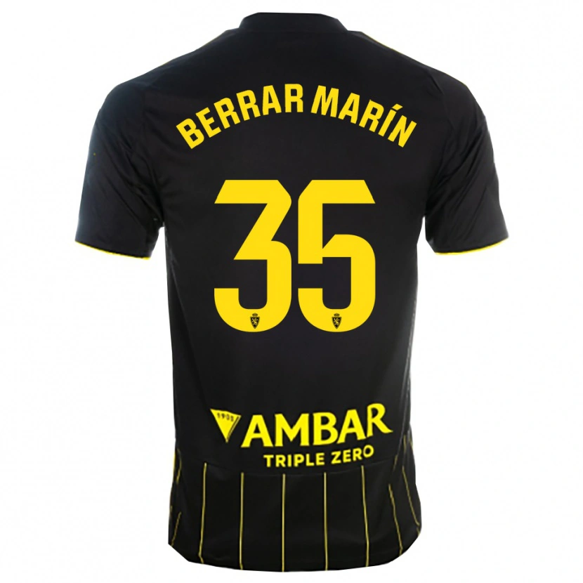 Danxen Niño Camiseta Sergio Berrar #35 Negro Amarillo 2ª Equipación 2025/26 La Camisa