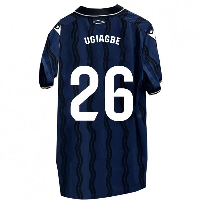 Danxen Niño Camiseta Efe Ugiagbe #26 Azul Oscuro Negro 2ª Equipación 2025/26 La Camisa