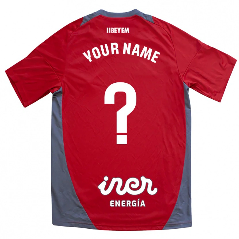 Danxen Niño Camiseta Su Nombre #0 Rojo Gris 2ª Equipación 2025/26 La Camisa