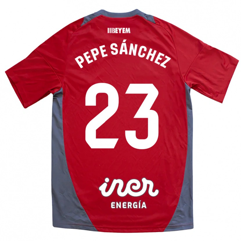 Danxen Niño Camiseta Pepe Sánchez #23 Rojo Gris 2ª Equipación 2025/26 La Camisa