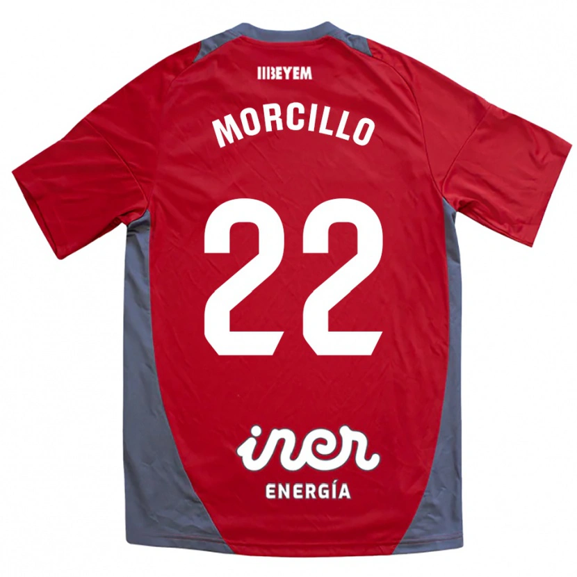 Danxen Niño Camiseta Jon Morcillo #22 Rojo Gris 2ª Equipación 2025/26 La Camisa