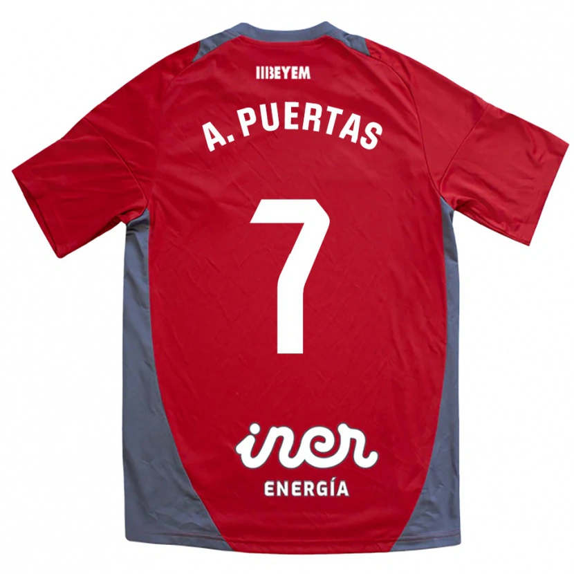 Danxen Niño Camiseta Antonio Puertas #7 Rojo Gris 2ª Equipación 2025/26 La Camisa