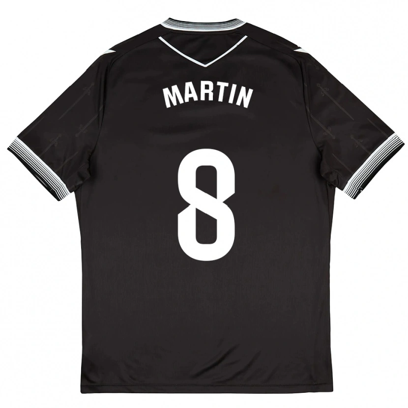 Danxen Niño Camiseta Ander Martín #8 Negro Blanco 2ª Equipación 2025/26 La Camisa