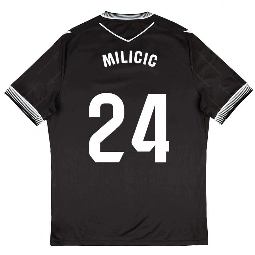 Danxen Niño Camiseta Nikola Milicic #24 Negro Blanco 2ª Equipación 2025/26 La Camisa