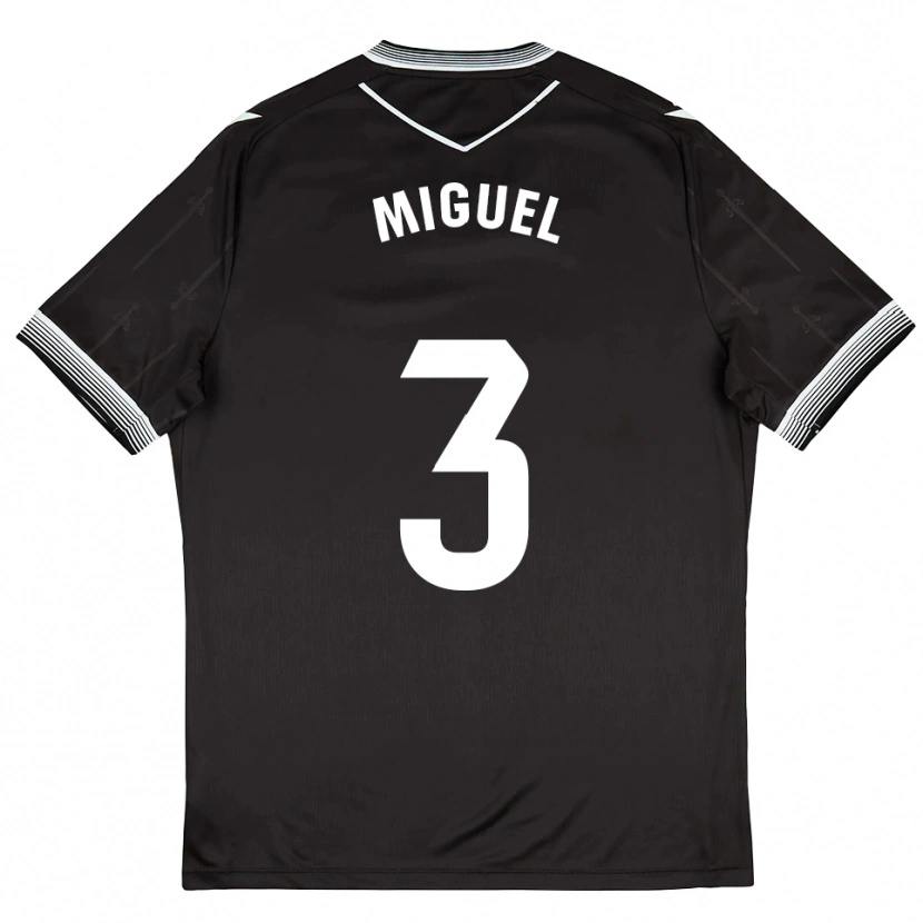 Danxen Niño Camiseta Florian Miguel #3 Negro Blanco 2ª Equipación 2025/26 La Camisa