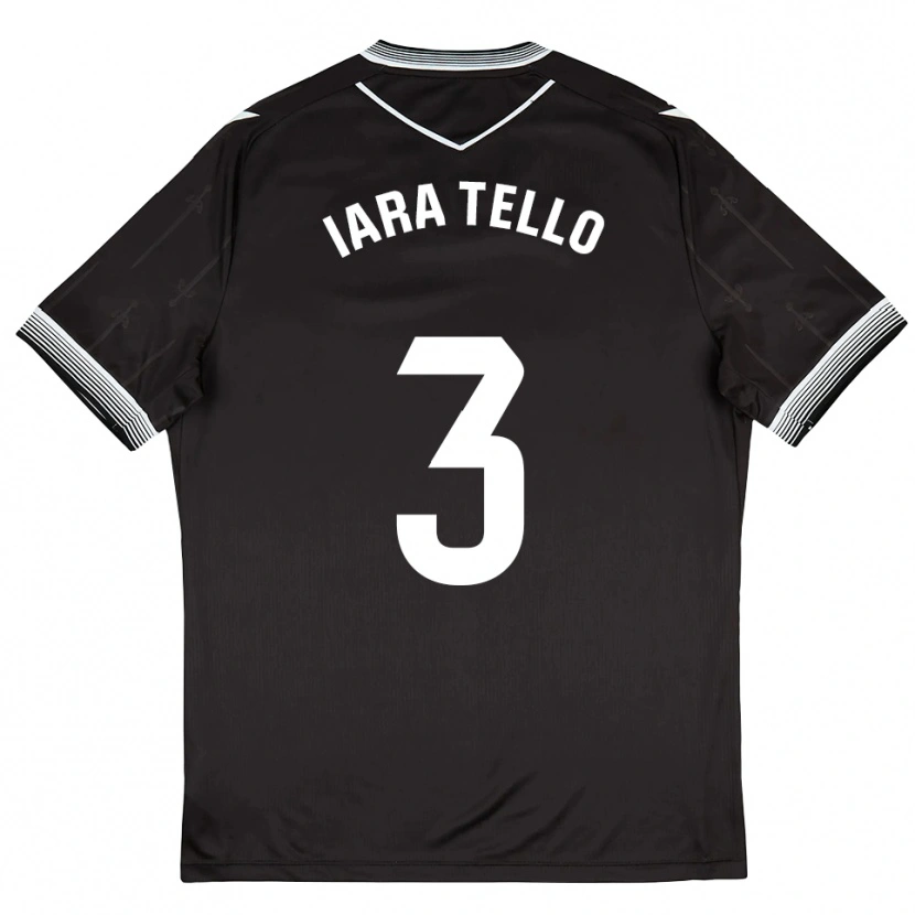 Danxen Niño Camiseta Iara Tello #3 Negro Blanco 2ª Equipación 2025/26 La Camisa