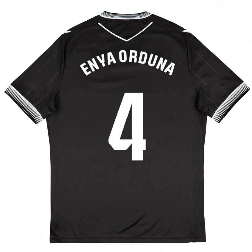 Danxen Niño Camiseta Enya Orduna #4 Negro Blanco 2ª Equipación 2025/26 La Camisa