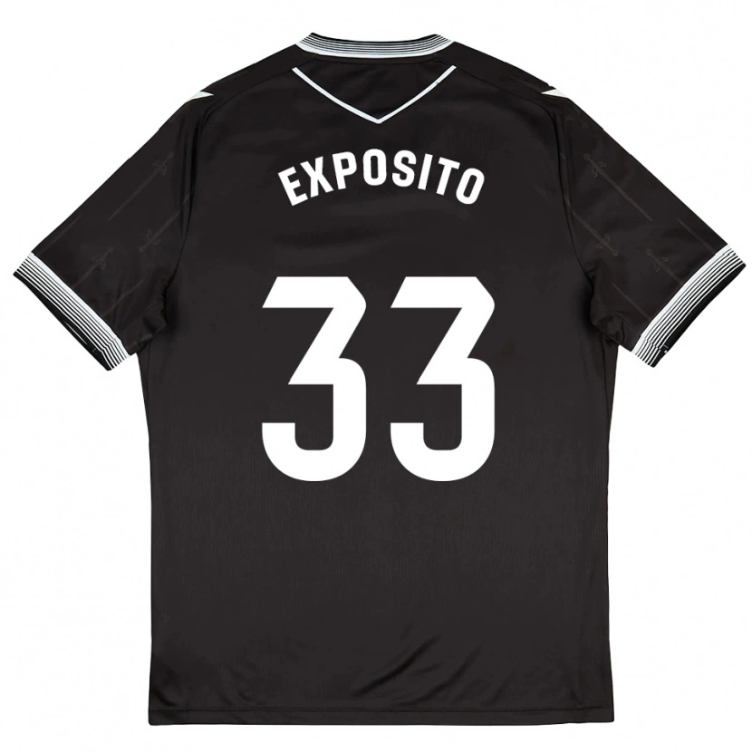 Danxen Niño Camiseta Marcelo Expósito #33 Negro Blanco 2ª Equipación 2025/26 La Camisa