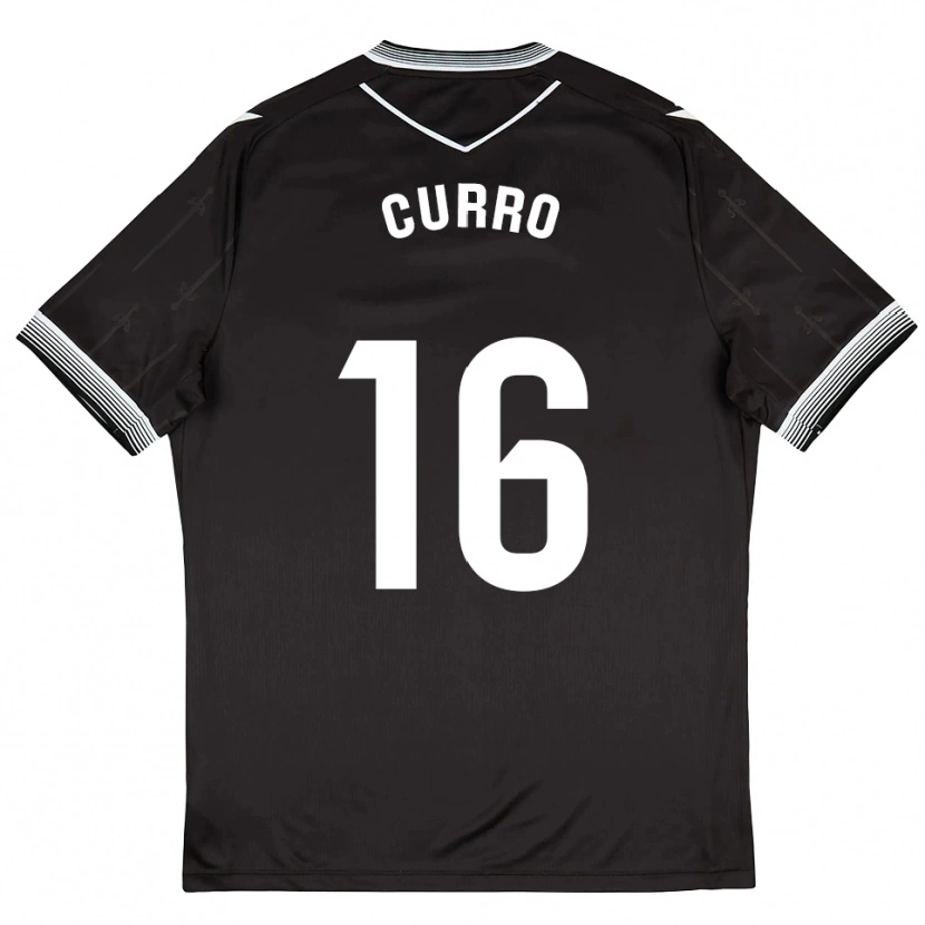 Danxen Niño Camiseta Curro Sánchez #16 Negro Blanco 2ª Equipación 2025/26 La Camisa