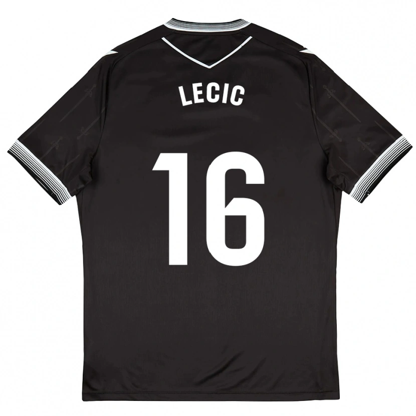 Danxen Niño Camiseta Luka Lecic #16 Negro Blanco 2ª Equipación 2025/26 La Camisa