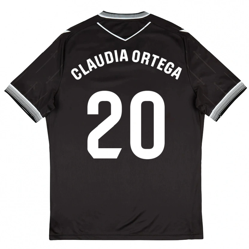 Danxen Niño Camiseta Claudia Ortega #20 Negro Blanco 2ª Equipación 2025/26 La Camisa