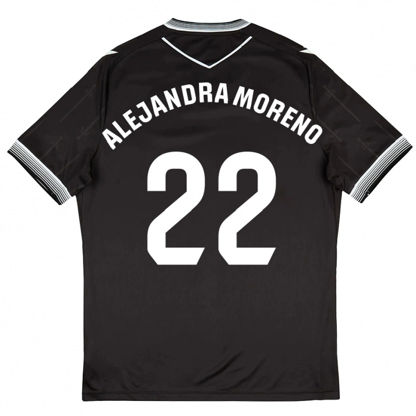 Danxen Niño Camiseta Alejandra Moreno #22 Negro Blanco 2ª Equipación 2025/26 La Camisa