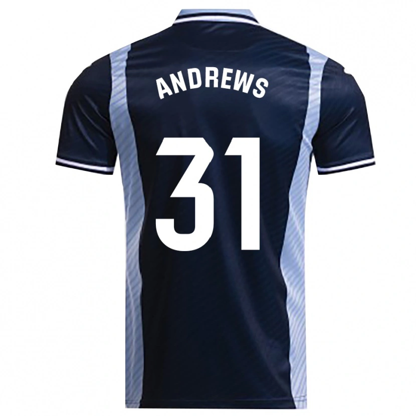 Danxen Niño Camiseta George Andrews #31 Azul Marino Celeste 2ª Equipación 2025/26 La Camisa