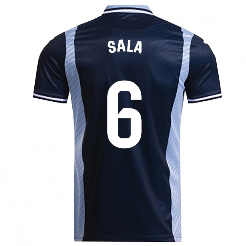 Danxen Niño Camiseta Álex Sala #6 Azul Marino Celeste 2ª Equipación 2025/26 La Camisa