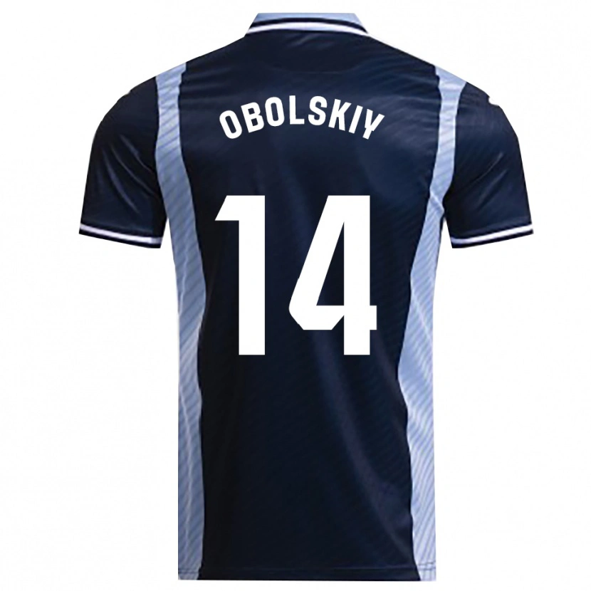 Danxen Niño Camiseta Nikolay Obolskiy #14 Azul Marino Celeste 2ª Equipación 2025/26 La Camisa