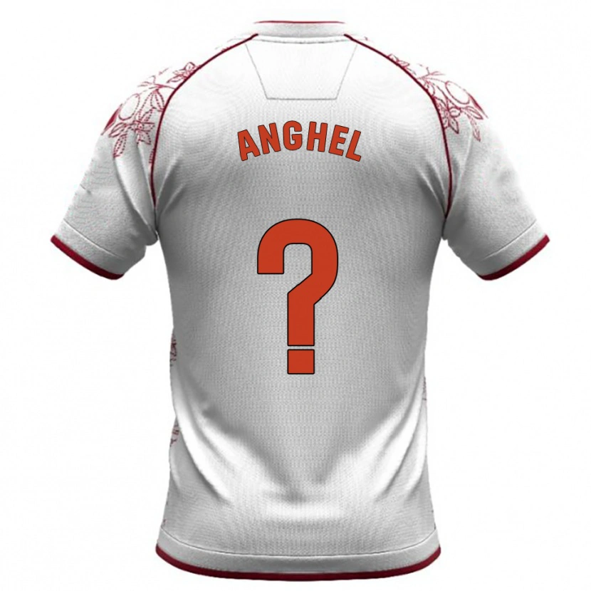 Danxen Niño Camiseta Nicolas Anghel #0 Blanco Burdeos 2ª Equipación 2025/26 La Camisa