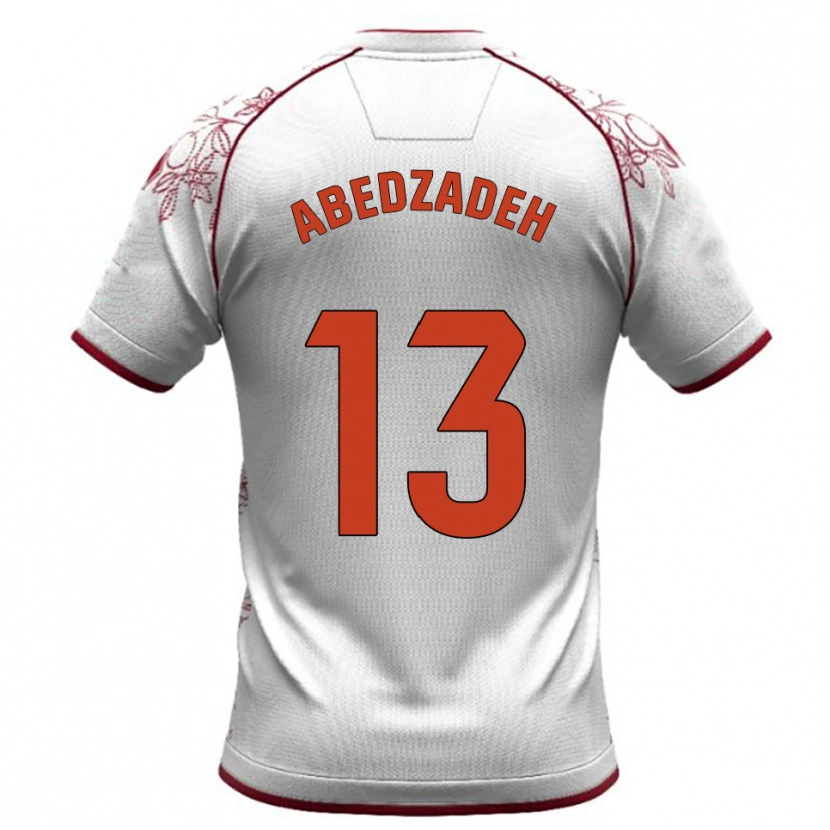 Danxen Niño Camiseta Amir Abedzadeh #13 Blanco Burdeos 2ª Equipación 2025/26 La Camisa