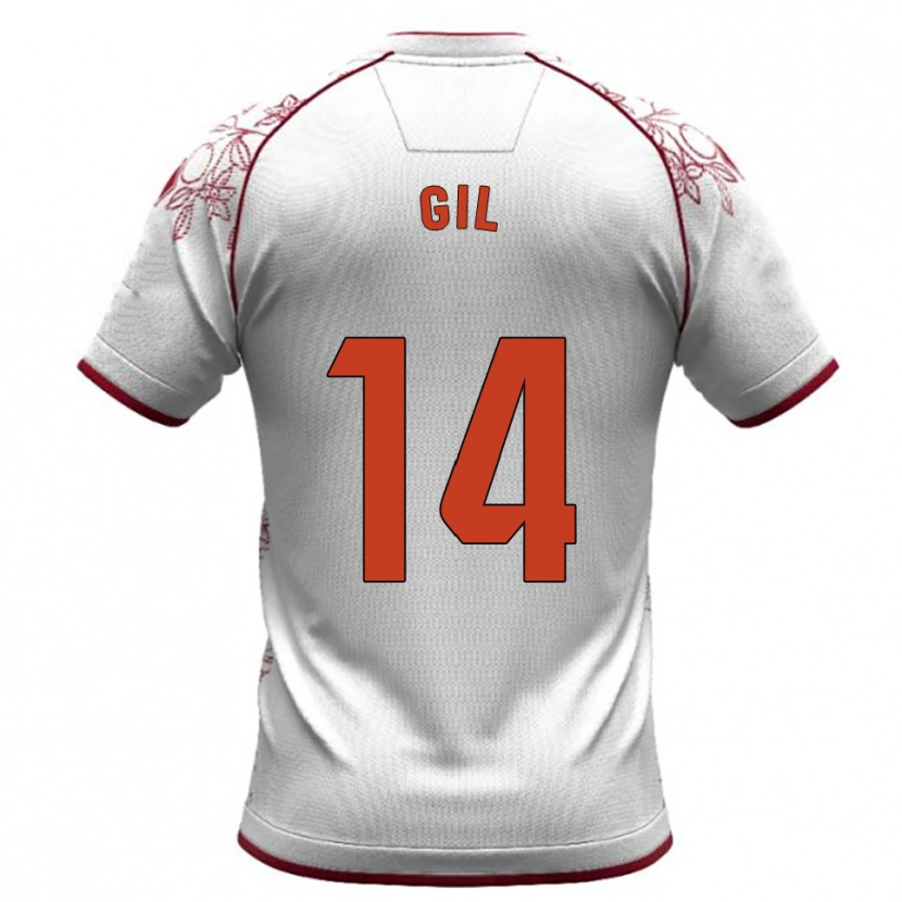 Danxen Niño Camiseta Óscar Gil #14 Blanco Burdeos 2ª Equipación 2025/26 La Camisa