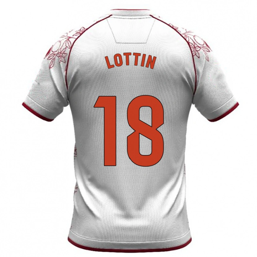 Danxen Niño Camiseta Albert Lottin #18 Blanco Burdeos 2ª Equipación 2025/26 La Camisa