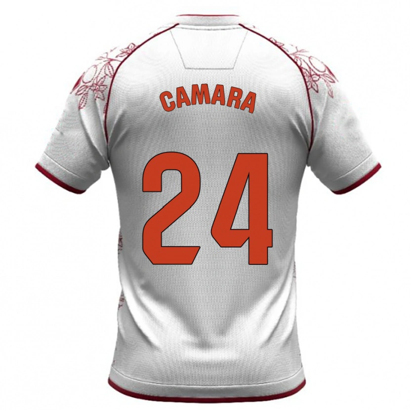 Danxen Niño Camiseta Ousmane Camara #24 Blanco Burdeos 2ª Equipación 2025/26 La Camisa