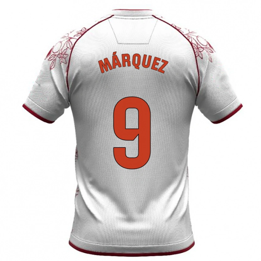 Danxen Niño Camiseta Eddiel Márquez #9 Blanco Burdeos 2ª Equipación 2025/26 La Camisa