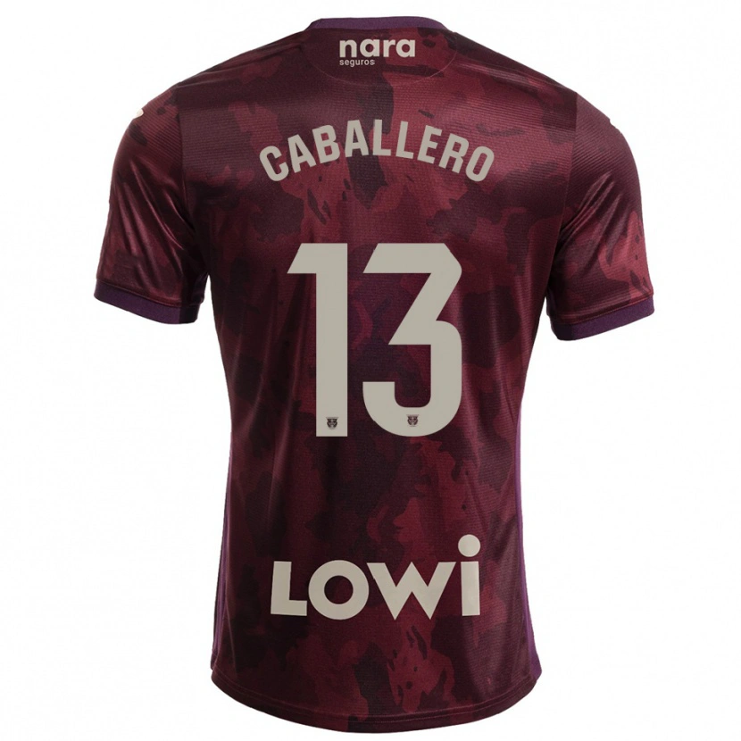 Danxen Niño Camiseta Hugo Caballero #13 Burdeos Blanco 2ª Equipación 2025/26 La Camisa