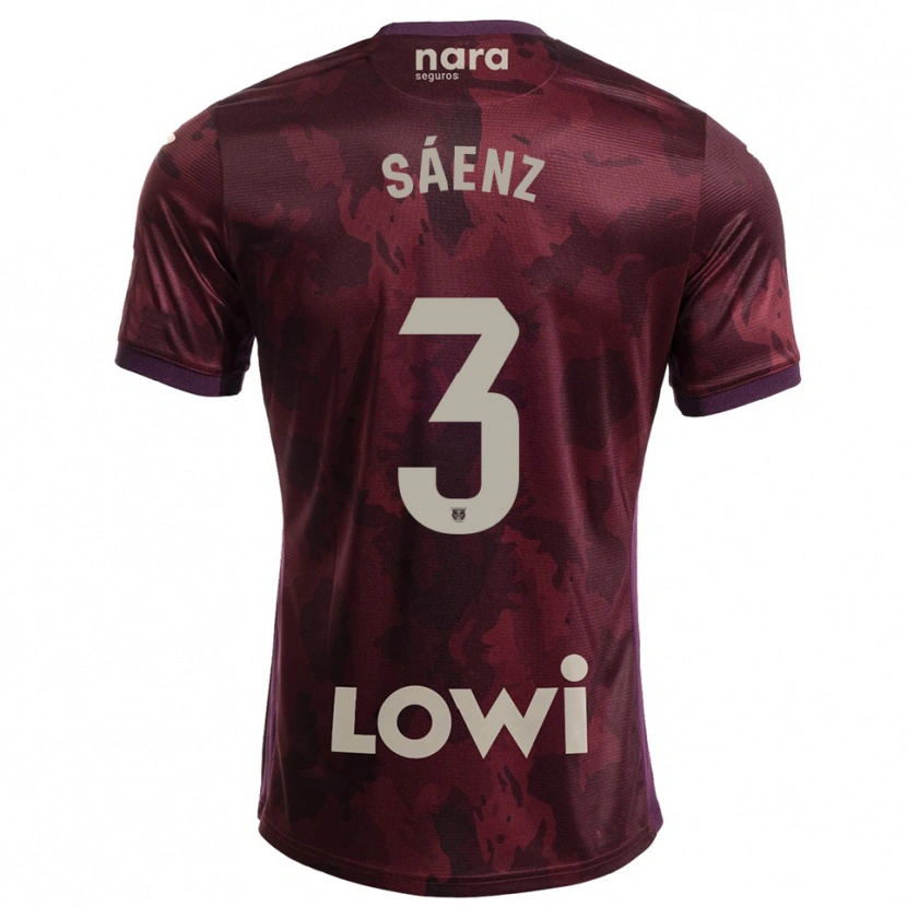 Danxen Niño Camiseta Jorge Sáenz #3 Burdeos Blanco 2ª Equipación 2025/26 La Camisa