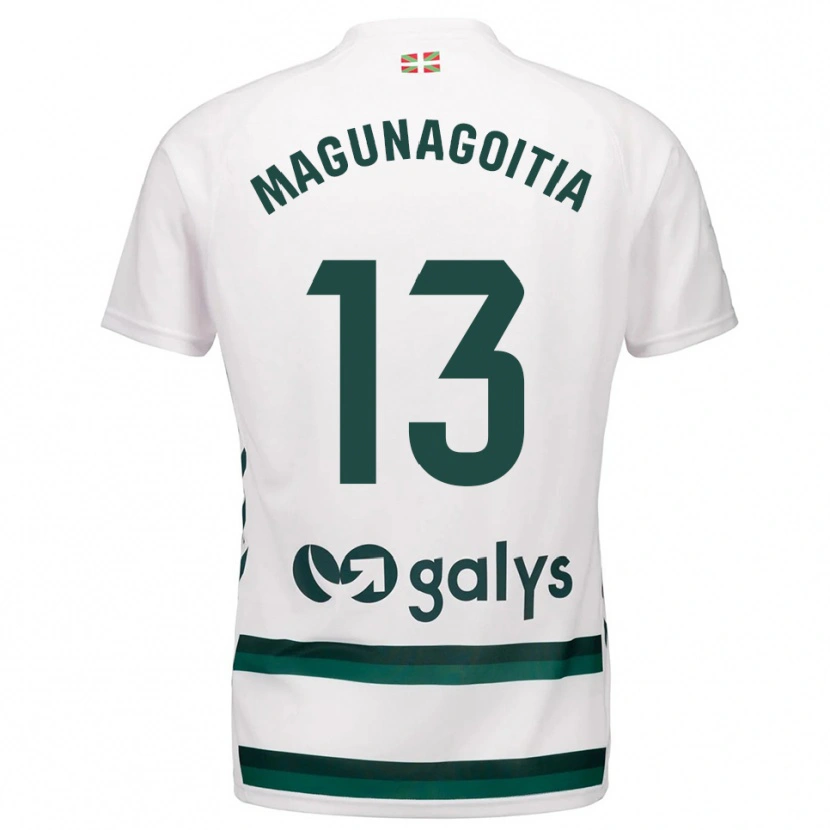 Danxen Niño Camiseta Jonmi Magunagoitia #13 Blanco Verde 2ª Equipación 2025/26 La Camisa